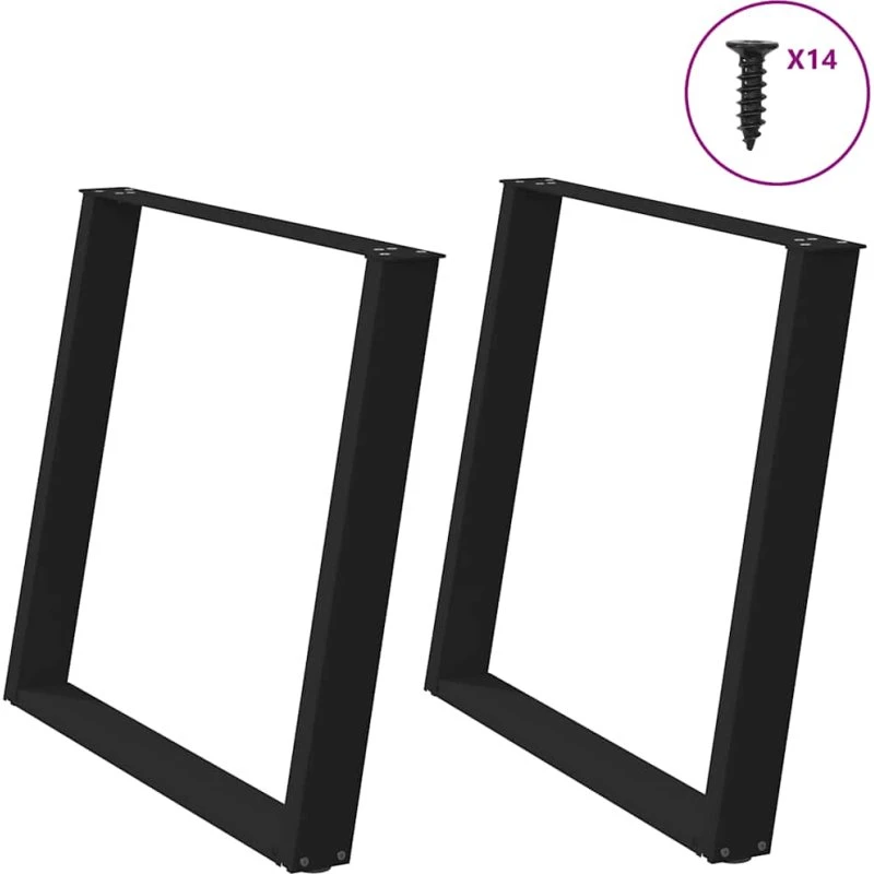 vidaXL spisebordsben U-formet 2 stk. sort 100x(72-73) cm stål