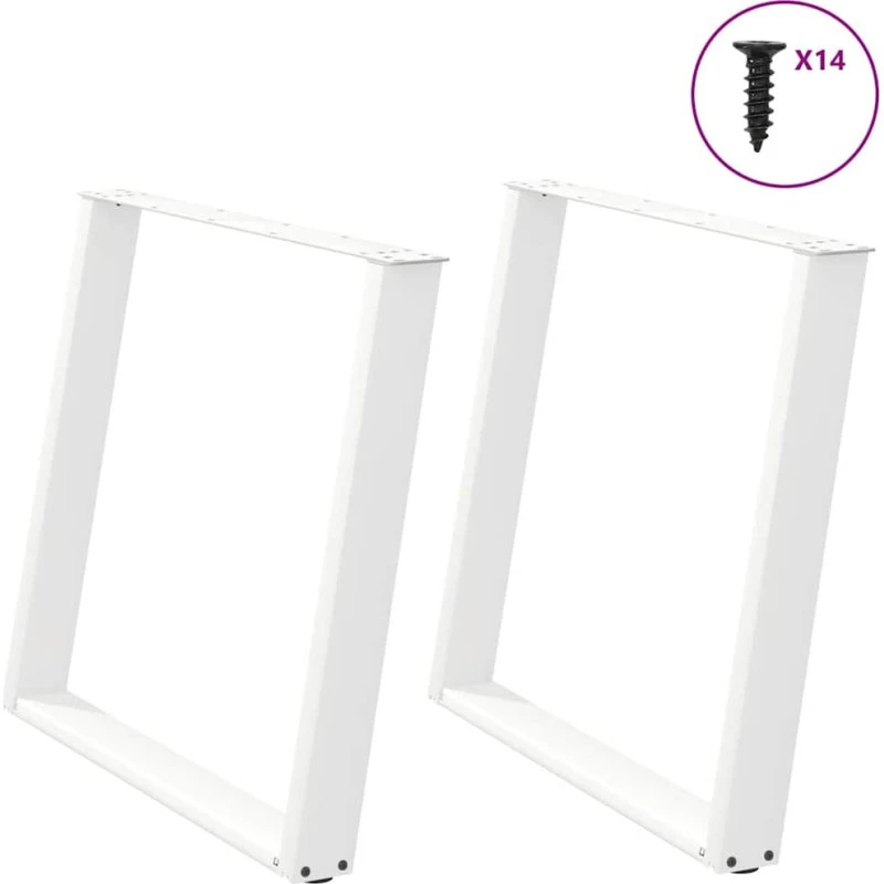 vidaXL U-formet spisebordsben 2 stk. hvid 100x(72-73) cm stål