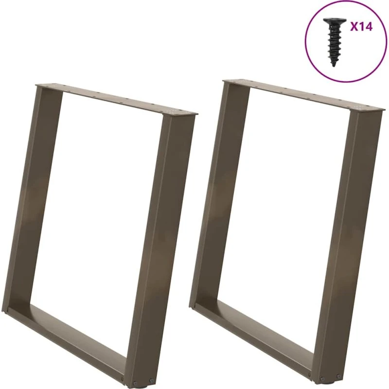 vidaXL U-formet spisebordsben 2 stk. naturstål 100x(72-73) cm