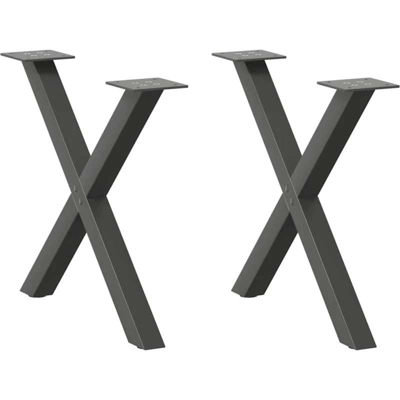 vidaXL sofabordsben X-formet 2 stk. antracit 50x(42-43) cm stål