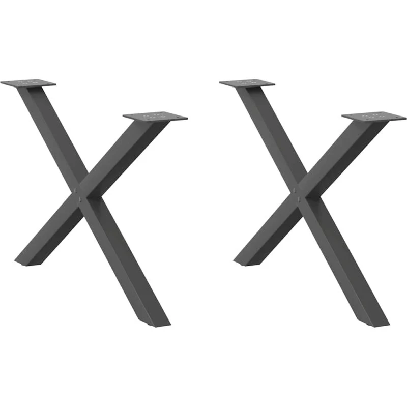 vidaXL X-formet sofabordsben 2 stk. antracit 70 x (42-43) cm stål