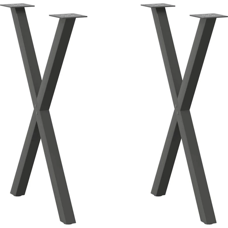 vidaXL spisebordsben X-formet 2 stk. antracit 50x(72-73) cm stål