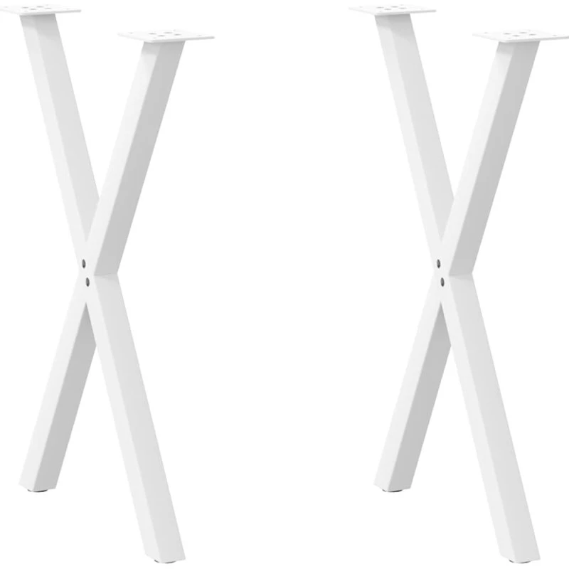 vidaXL X-formet spisebordsben 2 stk. hvid 57 x (72-73) cm stål