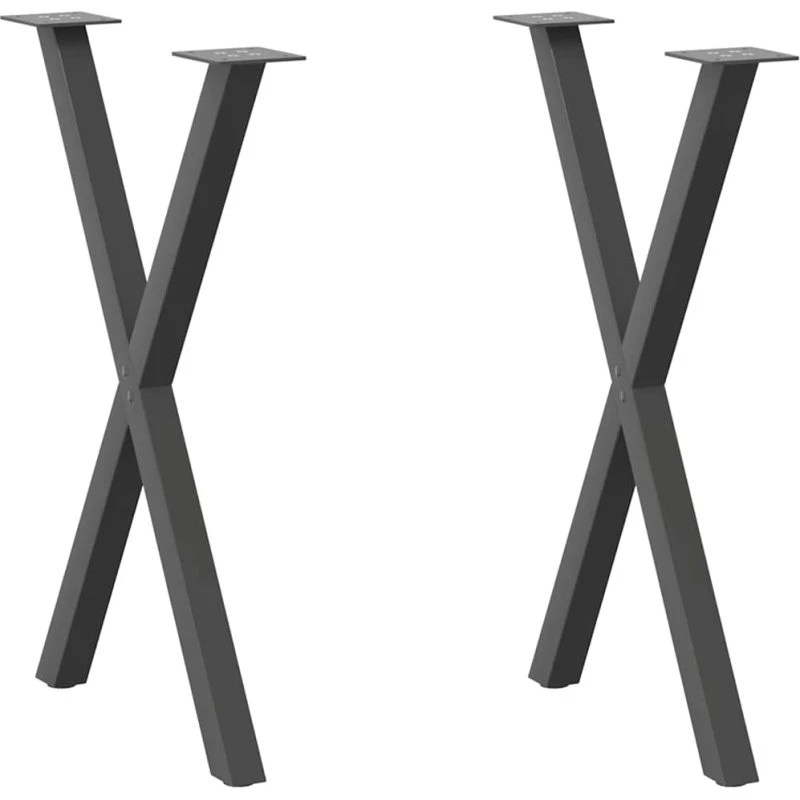 vidaXL X-Formet Spisebordsben 2 stk. Antracit 57 x (72-73) cm Stål