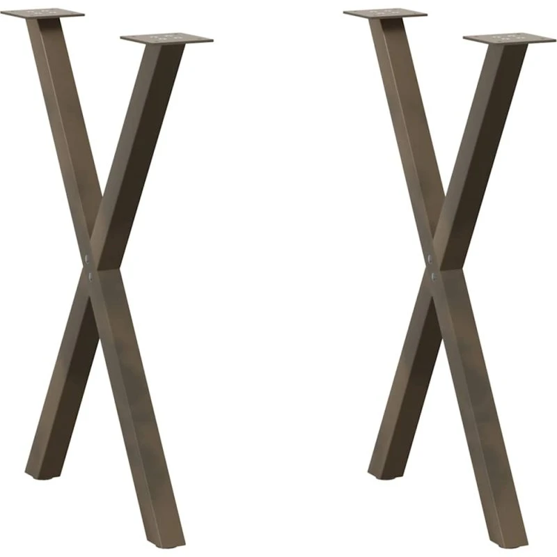 vidaXL X-formet spisebordsben 2 stk. naturstål 57 x (72-73) cm