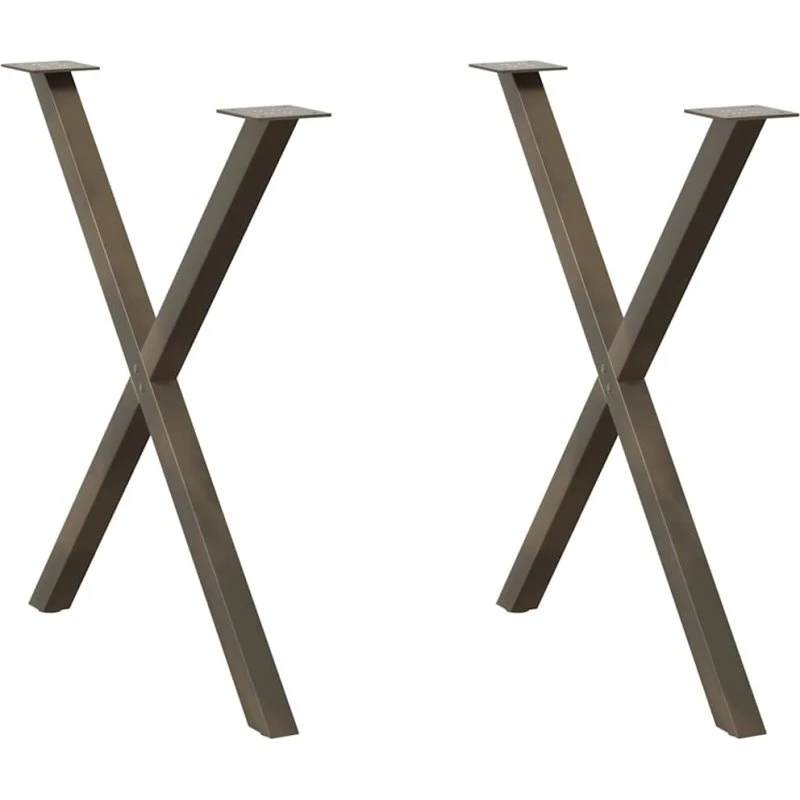 vidaXL X-Formet Spisebordsben 2 stk. Naturstål 70 x (72-73) cm