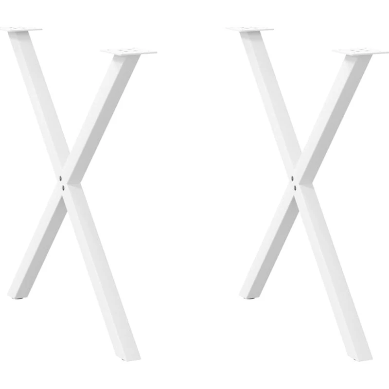 vidaXL X-formet spisebordsben 2 stk. hvid 80x(72-73) cm stål