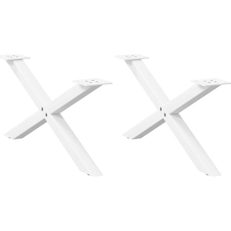 vidaXL X-formet sofabordsben 2 stk. hvid 70 x (30-31) cm stål