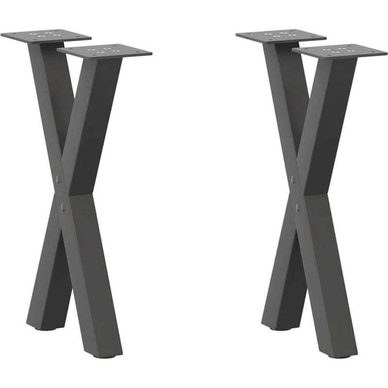 vidaXL X-formet sofabordsben 2 stk. antracit 28 x (42-43) cm stål