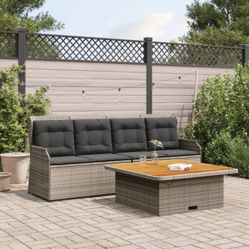 vidaXL Havesofasæt 3 dele med hynder polyrattan grå