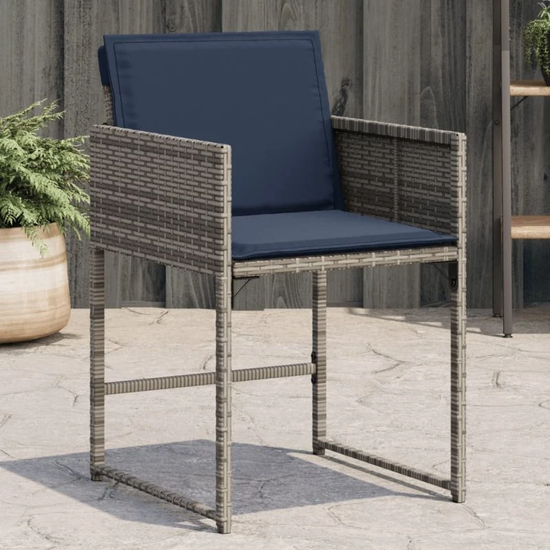 vidaXL Havestole med Hynder 4 stk. PolyRattan Grå