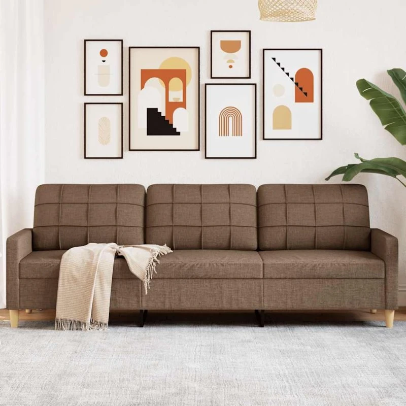 vidaXL 3-personers sofa 210 cm brun stof