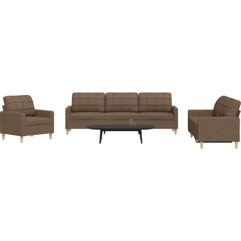 vidaXL 3-delers stofsofa brun