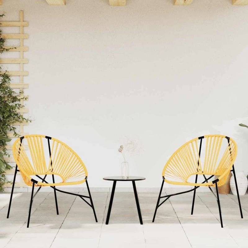vidaXL Havestolssæt 3 stk. PolyRattan Sort og Gul