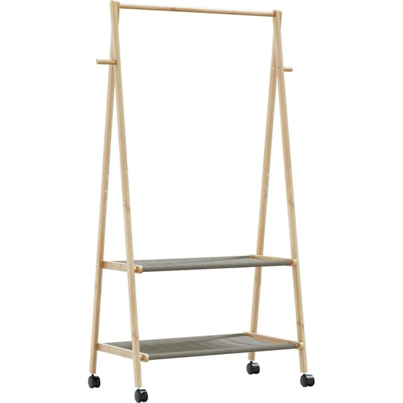 vidaXL Tøjstativ med Hylder og Hjul 96x45,5x155,5 cm Bambus