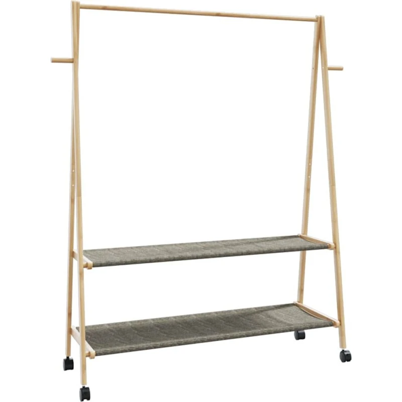 vidaXL Tøjstativ med Hylder og Hjul 132x45,5x155,5 cm Bambus