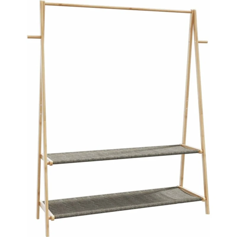 vidaXL Tøjstativ med Hylder 132x45,5x150,5 cm Bambus