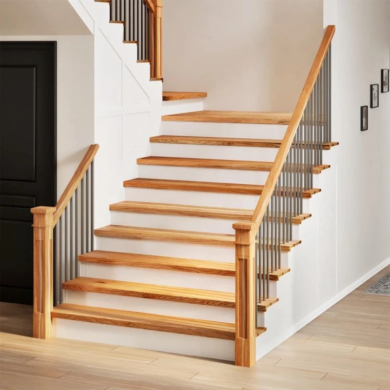 vidaXL Trappemåtter 8 stk lysebrun 110x25x2 cm massivt egetræ