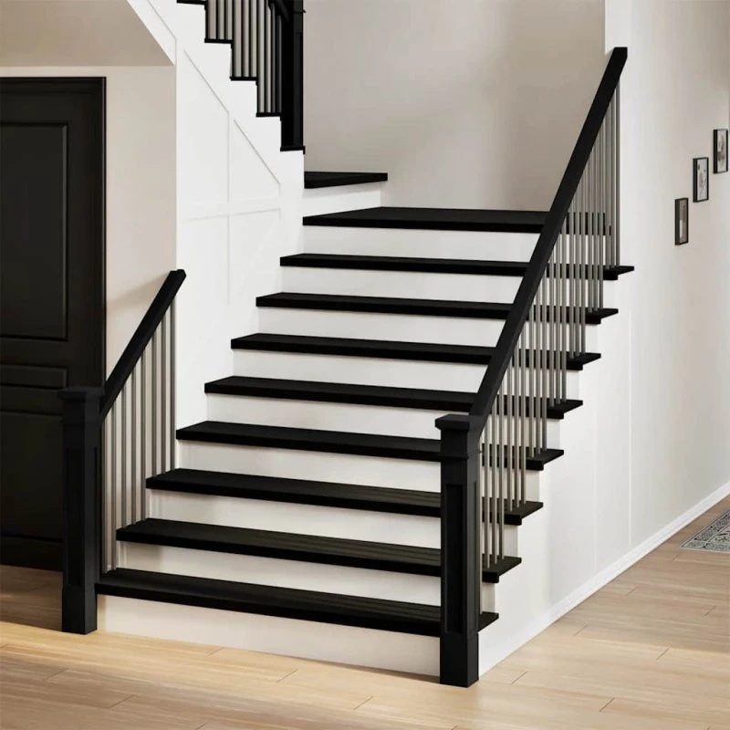 vidaXL Trappemåtter 4 stk. mørkebrun 120x30x2 cm massivt egetræ
