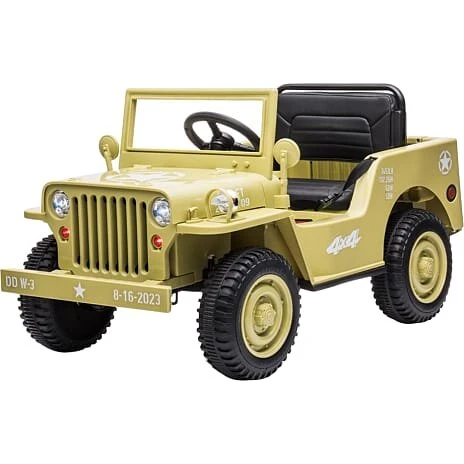 Azeno Desert Olive – 4x12V motor, lædersæde & gummihjul