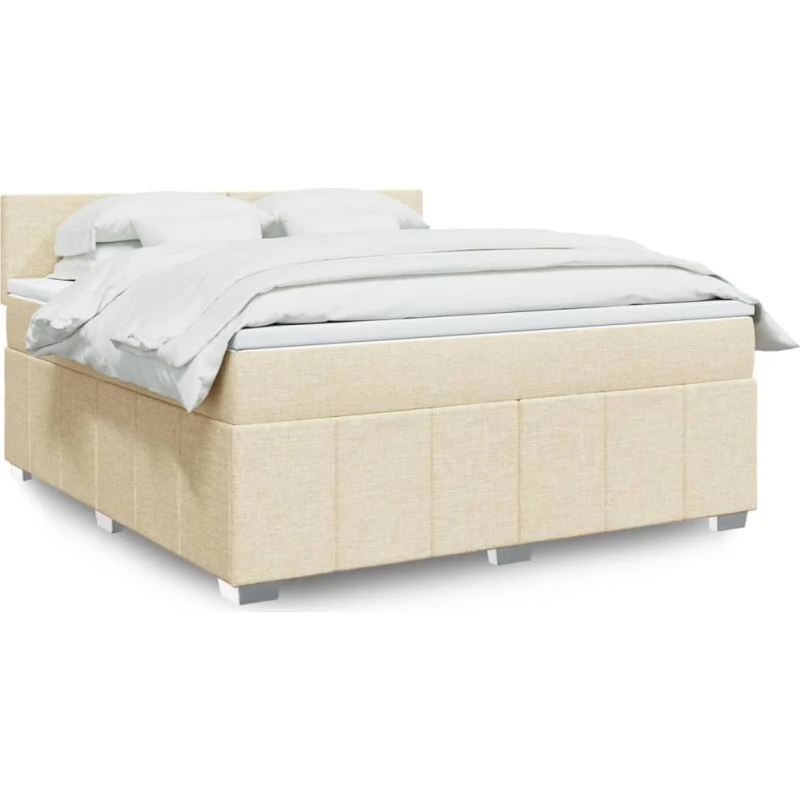 Blok Kontinentalseng Med Madras Stof, Creme, 160 x 200 cm