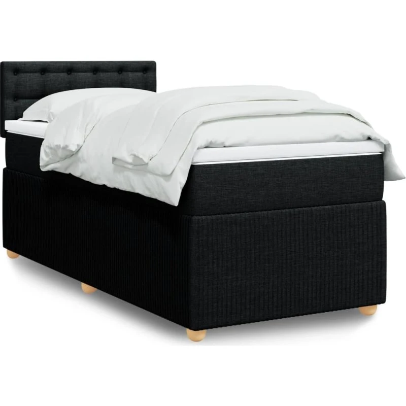 Blok Kontinentalseng med Madras Stof, Sort, 120 x 200 cm