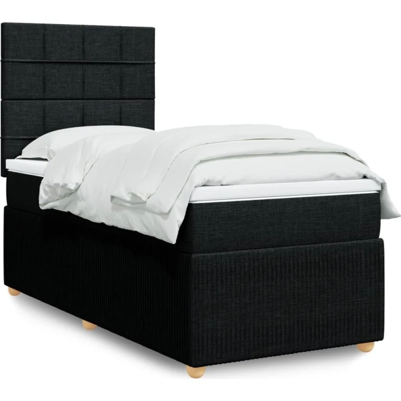 Blok Kontinentalseng Med Madras Stof, Sort, 120 x 200 cm