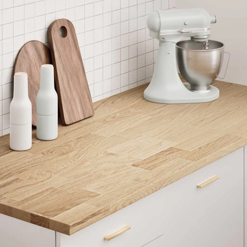 vidaXL Køkkenbordplade 140x63,5x2,7 cm massivt egetræ rektangulær