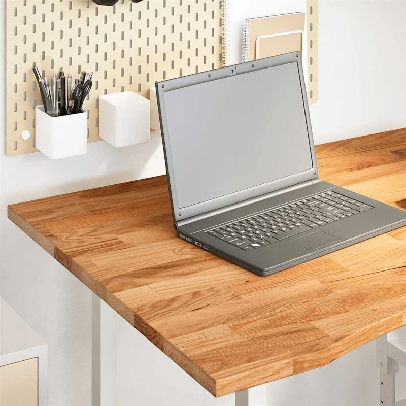 vidaXL 100x80x2,5 cm bordplade i massivt egetræ lysebrun