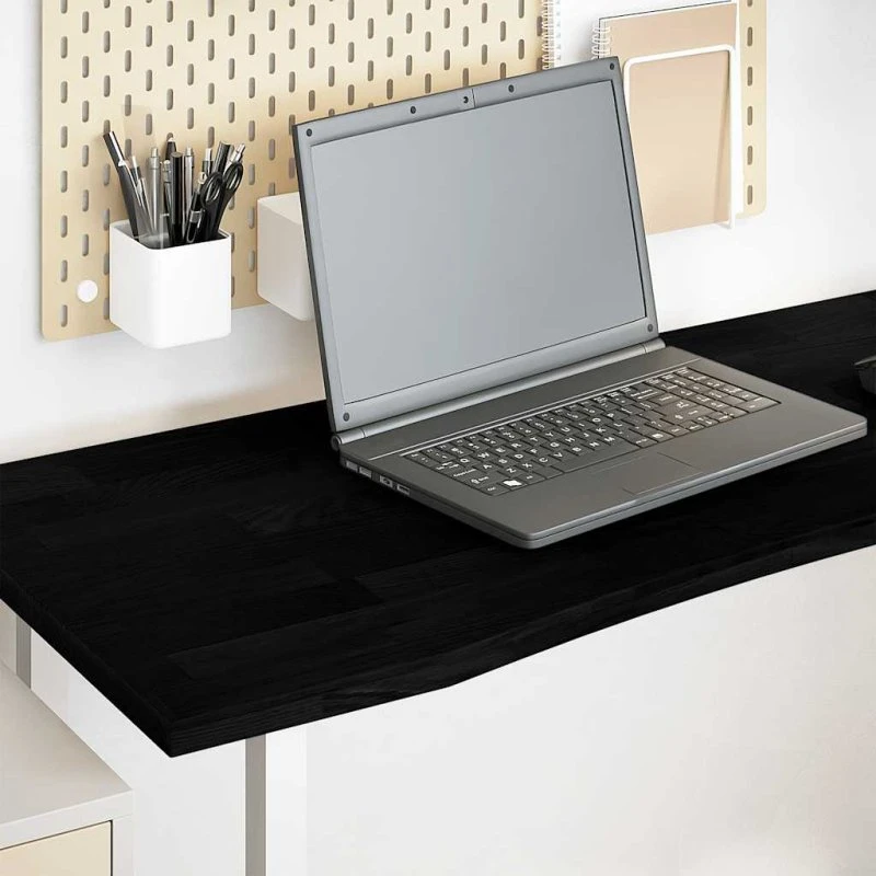 vidaXL 140x50x2,5 cm bordplade i massivt egetræ, mørkebrun