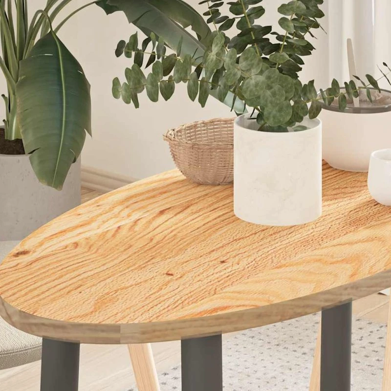 vidaXL bordplade 80x40x2 cm massivt egetræ oval naturfarvet