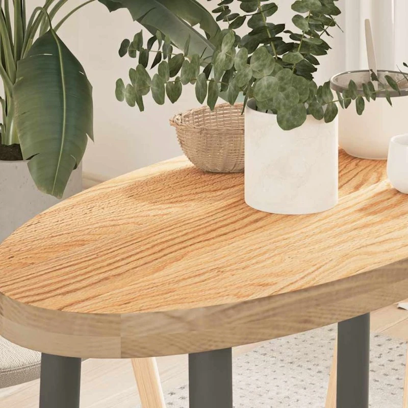 vidaXL bordplade 80x40x4 cm massivt egetræ oval naturfarvet
