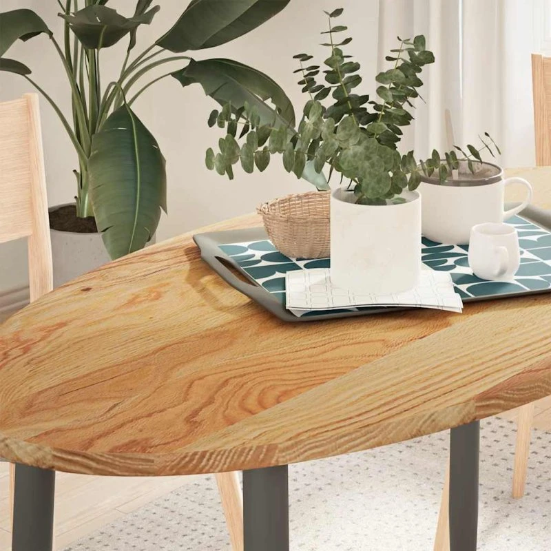 vidaXL bordplade 120x60x2 cm massivt egetræ oval lysebrun