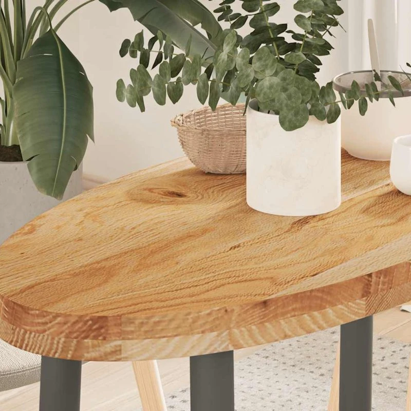 vidaXL bordplade 80x40x4 cm oval lysebrun massivt egetræ