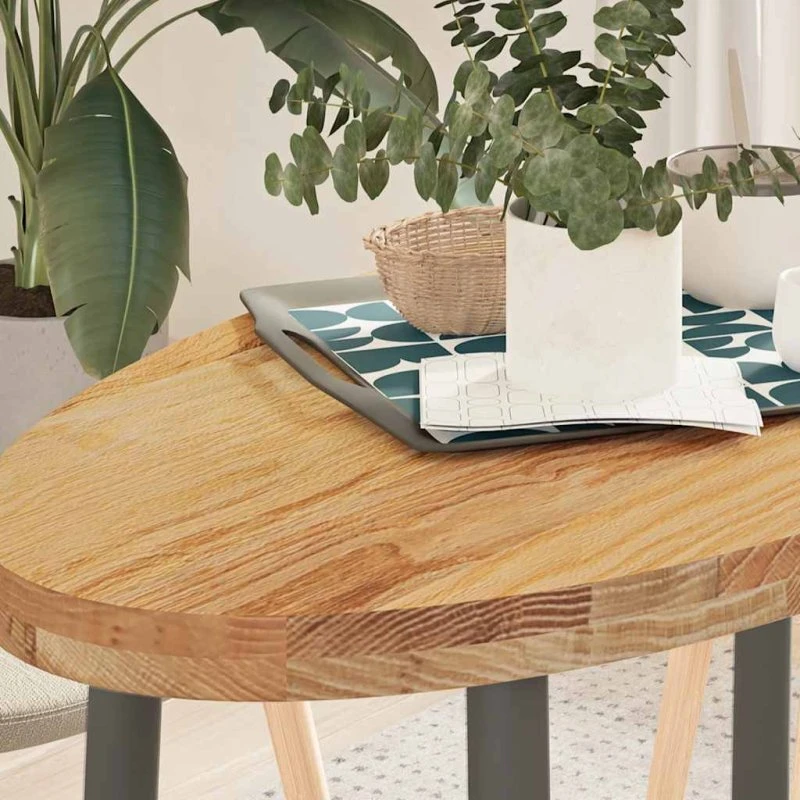 vidaXL bordplade 100x50x4 cm massivt egetræ oval lysebrun