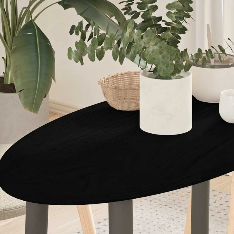 vidaXL bordplade 80x40x2 cm massivt egetræ oval mørkebrun