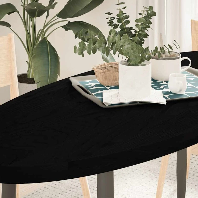 vidaXL bordplade 140x60x4 cm oval mørkebrun massivt egetræ