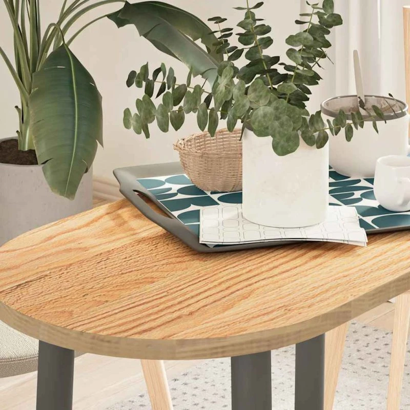 vidaXL Bordplade 80x40x2 cm oval massivt egetræ