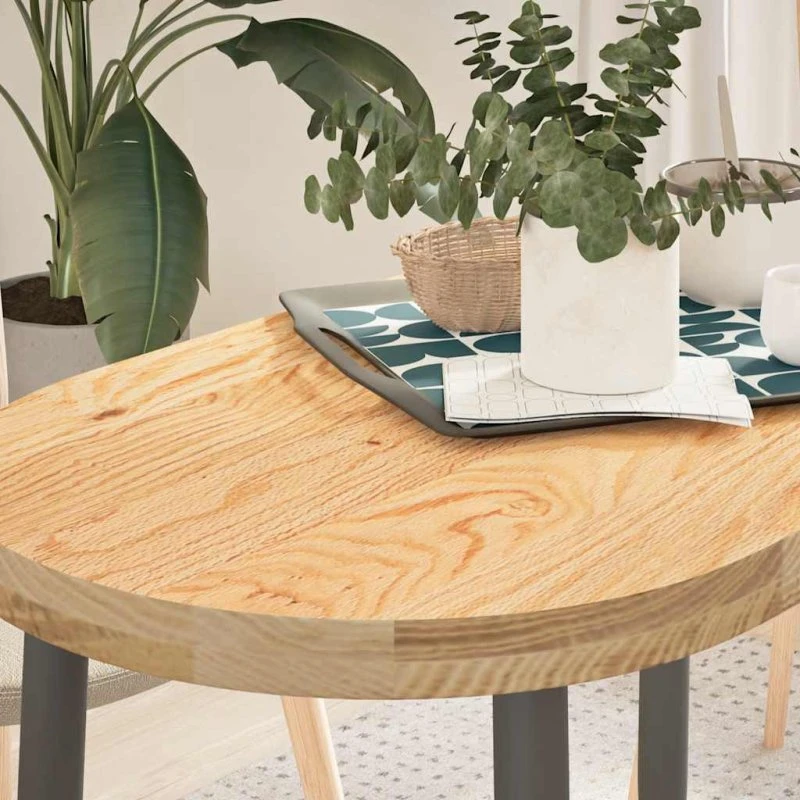 vidaXL bordplade 100x50x4 cm massivt egetræ oval naturfarvet