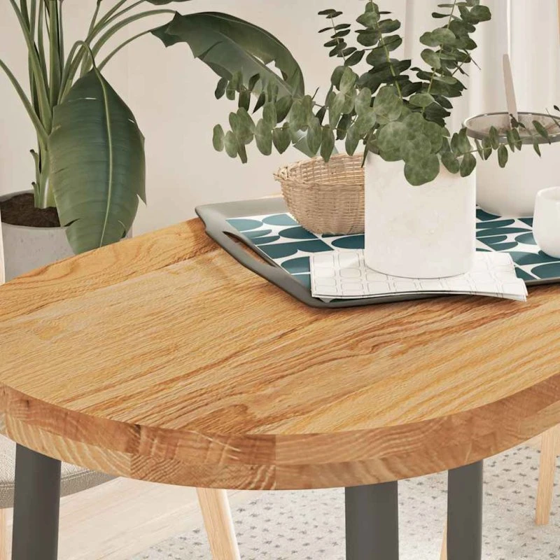 vidaXL bordplade 100x50x4 cm oval lysebrun massivt egetræ