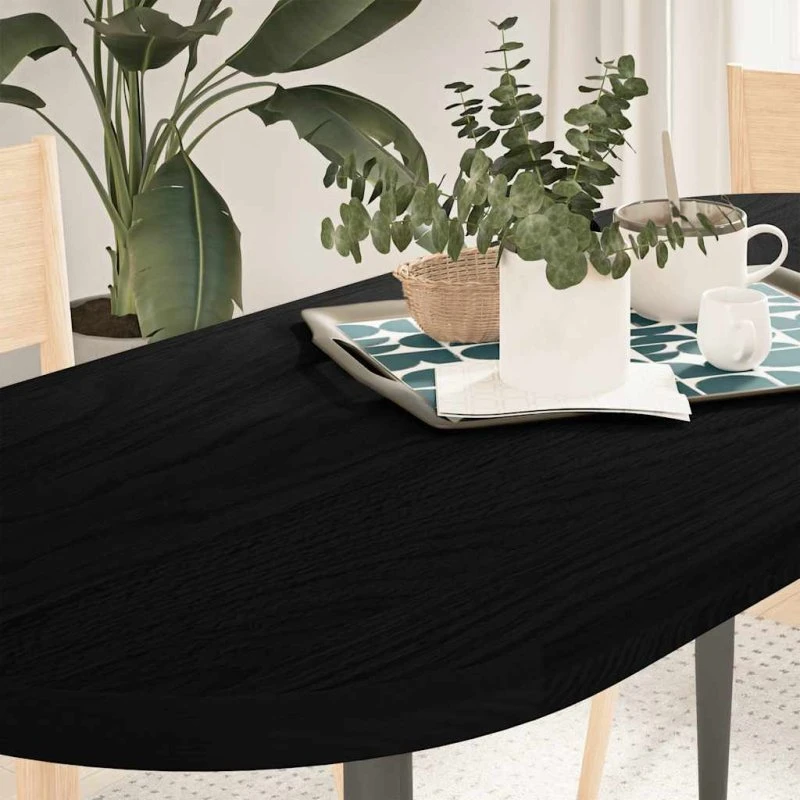 vidaXL bordplade 140x60x4 cm oval mørkebrun massivt egetræ