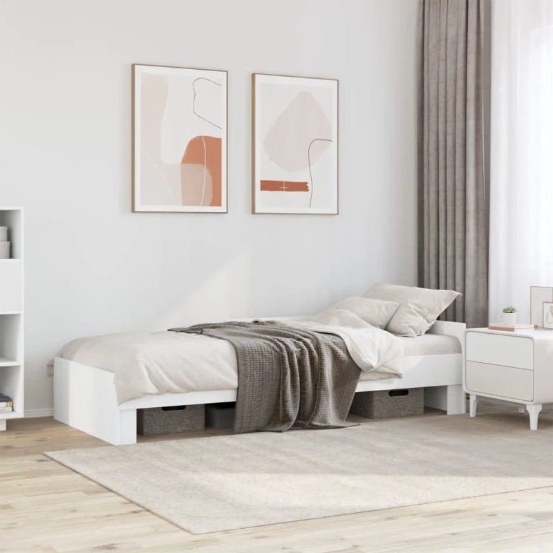 vidaXL Sengeramme 90x200 cm hvid konstrueret træ