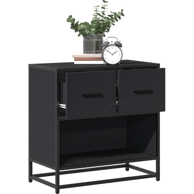 vidaXL Sengeskab Sort 60x31x60 cm Konstrueret Træ og Metal