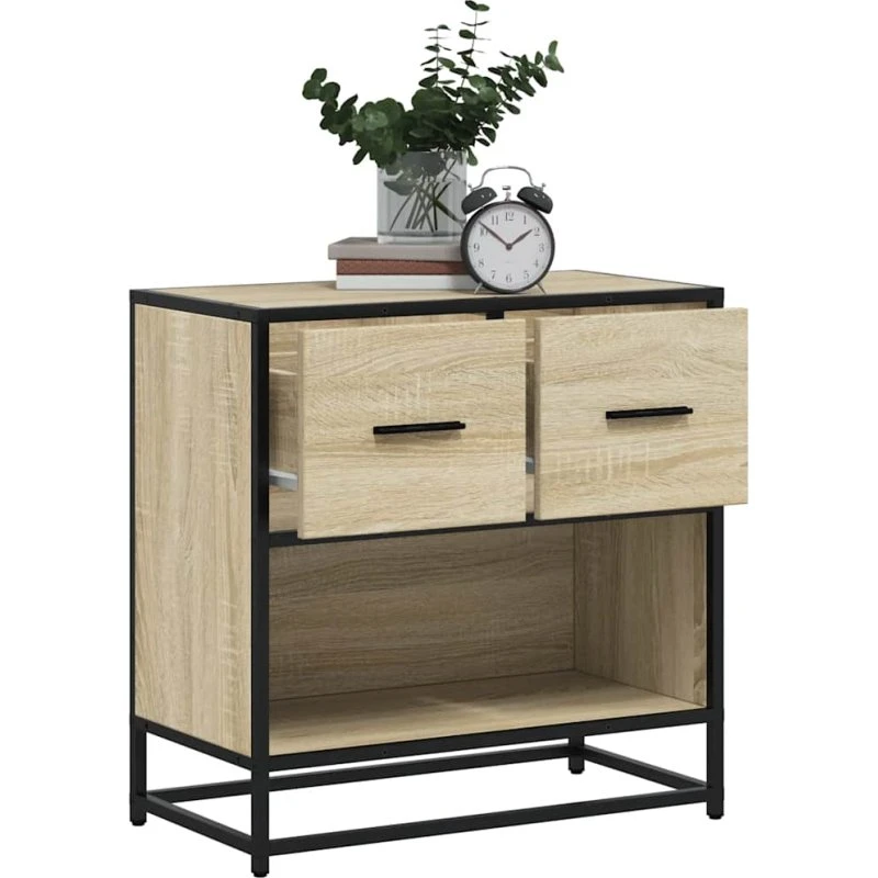 vidaXL Sengeskab Sonoma-eg 60x31x60 cm konstrueret træ og metal