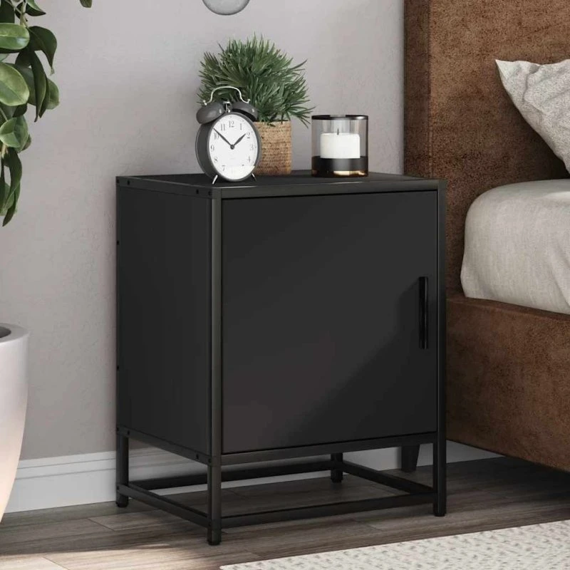 vidaXL Sengeskabe 2 stk. 40x31x50 cm konstrueret træ og metal sort