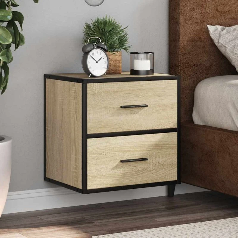 vidaXL Væghængte Sengeborde 2 stk. 40x31x39,5 cm Sonoma-eg