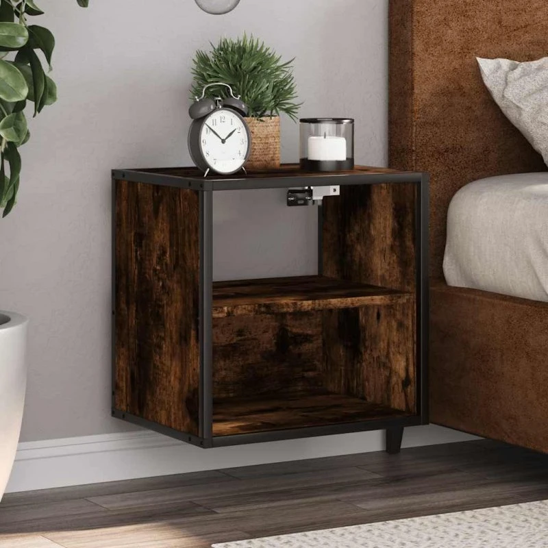 vidaXL Væghængt Sengebord 2 stk. 40x31x39,5 cm, Røget Egetræ