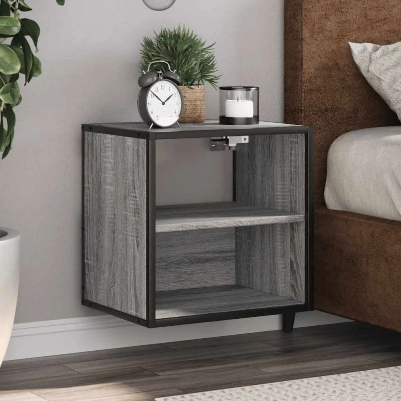 vidaXL Væghængt Sengebord 2 stk. 40x31x39,5 cm Grå Sonoma-Eg