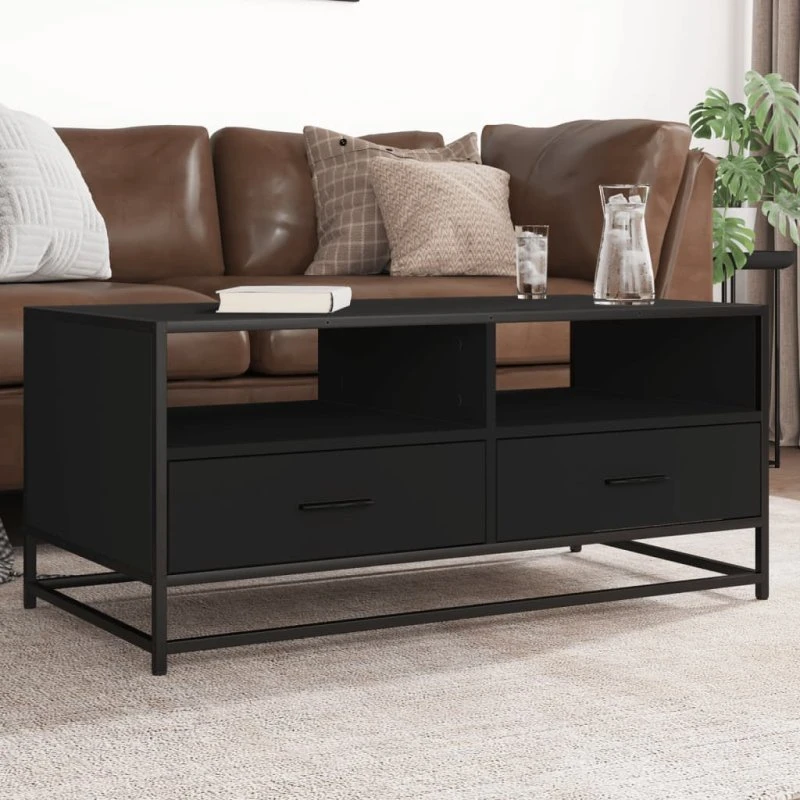 vidaXL sofabord 100x50x45 cm konstrueret træ og metal sort