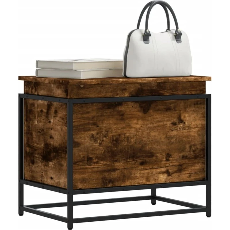 vidaXL Opbevaringsboks med Låg 60x40x51,5 cm Røget Eg